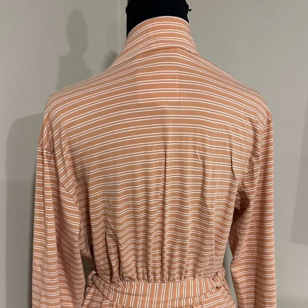 *HAVEN WELL WITHIN* Striped Peach x White Wrap Organic Cotton Robe Size Small - Picture 11 of 12